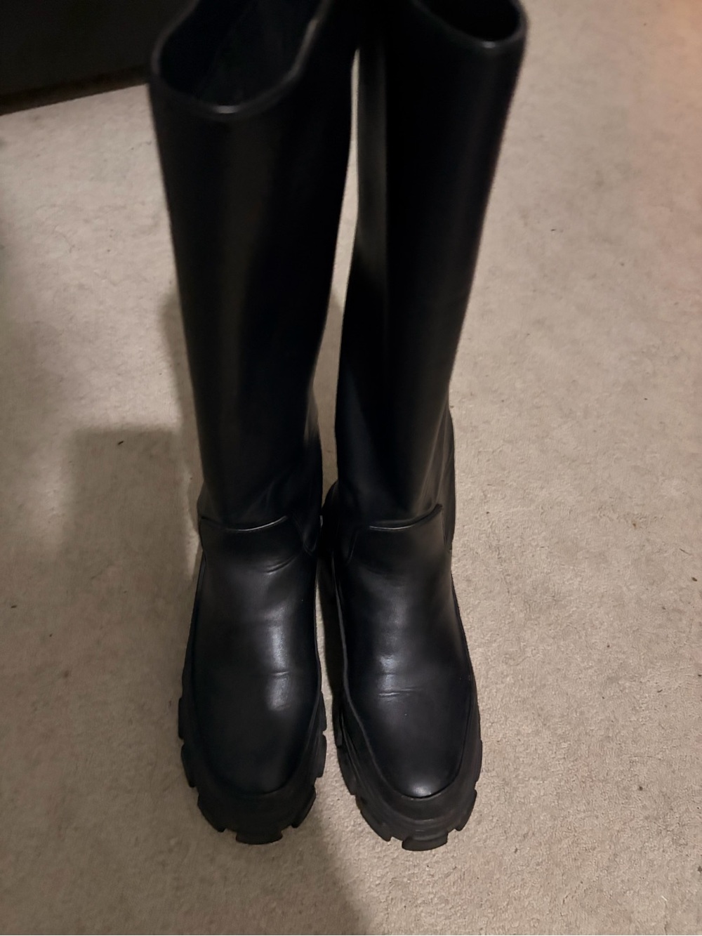 Circus by Sam Edelman Black Knee-High Lug Sole Boots